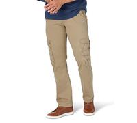 Wrangler Authentics Men's Premium Relaxed Fit Straight Leg Cargo Pant, British Khaki, 36W x 30L