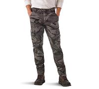 Wrangler Authentics Men's Regular Tapered Cargo Pants, Grey Camo, 36W x 30L