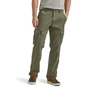Wrangler Authentics Men's Relaxed Fit Stretch Cargo Pant, Olive, 34W x 32L