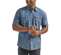 Wrangler Authentics Men's short Button Down Shirt, Dark Chambray, 3XL UK
