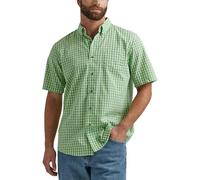 Wrangler Authentics Men's Short Sleeve Classic Plaid Shirt, Forest Shade, Large
