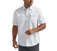 Wrangler Authentics Men's Short Sleeve Classic Woven Shirt Button, Bright White, XL