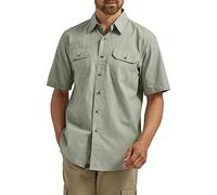 Wrangler Authentics Men's Short Sleeve Classic Woven Shirt, Sea Spray Chambray, XXL