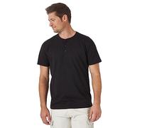 Wrangler Authentics Men's Short Sleeve Henley Tee Shirt, Black Onyx, Large