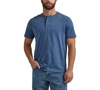 Wrangler Authentics Men's Short Sleeve Henley Tee Shirt, Dark Denim, S