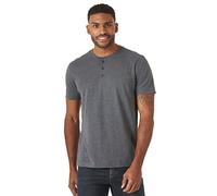 Wrangler Authentics Men's Short Sleeve Henley Tee Shirt, India Ink Heather, Large