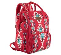 Wrangler Aztec Backpack Organized Daypack Travel Baby Bag with Stroller Strap and Side Bottle Pockets, Angel Burgundy, One Size, Daypack Backpacks