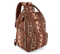 Wrangler Aztec Backpack Organized Daypack Travel Baby Bag with Stroller Strap and Side Bottle Pockets, Angel Camel, 16.5 x 11.5 x 6 inches, Daypack Backpacks