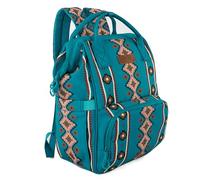 Wrangler Aztec Backpack Organized Daypack Travel Baby Bag with Stroller Strap and Side Bottle Pockets, Angel Turquoise, M, Daypack Backpacks
