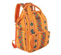 Wrangler Aztec Backpack Organized Daypack Travel Baby Bag with Stroller Strap and Side Bottle Pockets, Angel Orange, Daypack Backpacks
