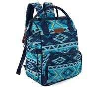 Wrangler Aztec Backpack Organized Daypack Travel Baby Bag with Stroller Strap and Side Bottle Pockets, Angel Navy Blue, Daypack Backpacks