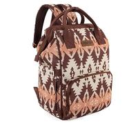 Wrangler Aztec Backpack Organized Daypack Travel Baby Bag with Stroller Strap and Side Bottle Pockets, Angel Brown, Daypack Backpacks