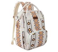 Wrangler Aztec Backpack Organized Daypack Travel Baby Bag with Stroller Strap and Side Bottle Pockets, Angel White, One Size, Daypack Backpacks