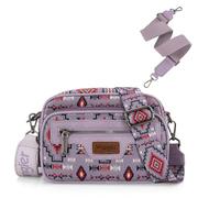 Wrangler Aztec Crossbody Bags for Women Crossbody Purse Shoulder Handbag Crossover Bag with Two Replaceable Strap, Purple, M, Aztec