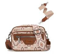 Wrangler Aztec Crossbody Bags for Women Crossbody Purse Shoulder Handbag Crossover Bag with Two Replaceable Strap, Light Brown, 8.8 x 2.8 x 7 inches, B0f65lrt36