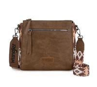 Wrangler Aztec Crossbody Purse Medium Shoulder Bags for Women Western Handbag with Guitar Strap, Light Coffee, 9.5"D x 3" W x 9.3"H
