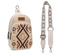 Wrangler Aztec Crossbody Sling Bag for Women - Fanny Pack & Chest Bag Purse, Tan