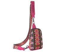 Wrangler Aztec Crossbody Sling Bags for Women Cross Body Purse with Detachable Strap, Aztec-hot Pink, 7831