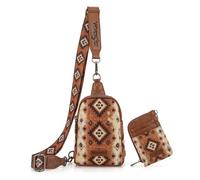Wrangler Aztec Crossbody Sling Bags for Women Wallet Set, 2101 Brown, One Size