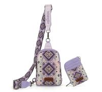 Wrangler Aztec Crossbody Sling Bags for Women Wallet Set, 2101 Light Purple, One Size