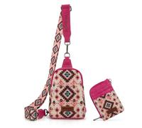 Wrangler Aztec Crossbody Sling Bags for Women Wallet Set, 2101 Pink, One Size, Western