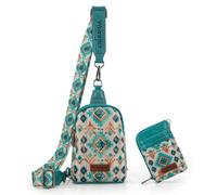 Wrangler Aztec Crossbody Sling Bags for Women Wallet Set, 2101 Turquoise, One Size, Western