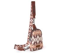 Wrangler Aztec Sling Bag Southwest Crossbody Bags Trendy Chest Bag, Light Coffee