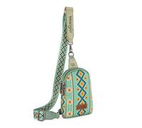 Wrangler Aztec Sling Bag Southwest Crossbody Bags Trendy Chest Bag, Light Green, One Size