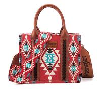 Wrangler Aztec Tote Bag for Women Boho Shoulder Purses and Handbags, Angel Diamond Burgundy (Guitar Strap), S