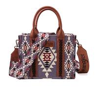 Wrangler Aztec Tote Bag for Women Boho Shoulder Purses and Handbags, Angel Diamond Lavender (Guitar Strap), S