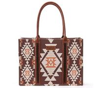 Wrangler Aztec Tote Bag for Women Boho Shoulder Purses and Handbags, Angel Diamond Taupe, L