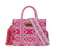 Wrangler Aztec Tote Bag for Women Boho Shoulder Purses and Handbags, Aztec Peach Pink (Guitar Strap), M