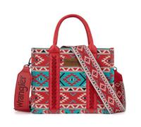 Wrangler Aztec Tote Bag for Women Boho Shoulder Purses and Handbags, Aztec Red (Guitar Strap), M