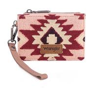 Wrangler Aztec Wallet Card Holder Small Keychain Wallets Women Slim Wristlet Wallets Card Cases & Money Organizers Ladies Female Coin Purse with ID Window, Dark Pink