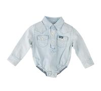 Wrangler Baby Boys Western Long Sleeve Denim Bodysuit Faded Blue 3-6 Months