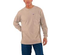Wrangler Big and Tall Heavyweight Long Sleeve Pocket T-Shirt for Men, Beige, 2X