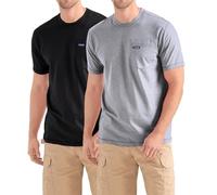 Wrangler Big and Tall T-Shirts for Men - 2 Pack Cotton Tee with Chest Pocket, Blk/Hthr Grey, 2X