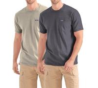 Wrangler Big and Tall T-Shirts for Men - 2 Pack Cotton Tee with Chest Pocket, Charcoal/Beige, 3X