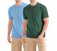 Wrangler Big and Tall T-Shirts for Men, 2 Pack Cotton Tee Chest Pocket, Sky Blue/Dk Green, 3X Tall