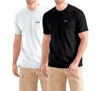 Wrangler Big and Tall T-Shirts for Men - 2 Pack Cotton Tee with Chest Pocket, Black/White, XL Tall