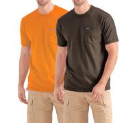 Wrangler Big and Tall T-Shirts for Men - 2 Pack Cotton Tee with Chest Pocket Brown/Orange
