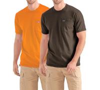 Wrangler Big and Tall T-Shirts for Men - 2 Pack Cotton Tee with Chest Pocket, Brown/Orange, 6x