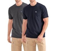 Wrangler Big and Tall T-Shirts for Men - 2 Pack Cotton Tee with Chest Pocket, Navy/Carbon Heather, 3X Tall