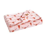 Wrangler - Blanket, Ultra Soft Plush Fleece Bedding, Yellowstone Inspired, Luxuriously Soft Bedding for Bed or Couch (Steer Head Peach, Full/Queen)