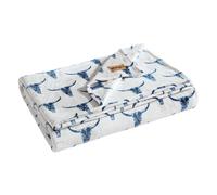 Wrangler - Blanket Ultra Soft Plush Fleece Bedding Yellowstone Inspired Luxuriously Soft Bedding for Bed or Couch (Steer Head Blue King)