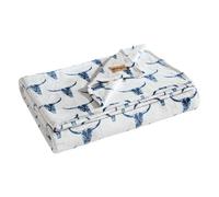 Wrangler - Blanket, Ultra Soft Plush Fleece Bedding, Yellowstone Inspired, Luxuriously Soft Bedding for Bed or Couch (Steer Head Blue, Twin)