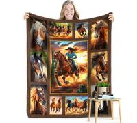 Wrangler Blanket Western Cowgirl Blanket Horse Flannel Throw Blanket Gift for Girls/Women Wild West American West Farmhouse Country Wrangler Blankets or Horse Lovers for Birthday/Christmas 50x60 Inch