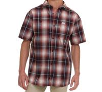 Wrangler Button Up Shirts for Men Big and Tall - Plaid Short Sleeve Casual Shirt, Rosewood, 5X Tall