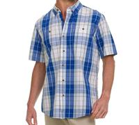 Wrangler Button Up Shirts for Men Big and Tall - Plaid Short Sleeve Casual Shirt, White, 3X Tall