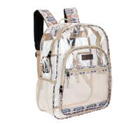 Wrangler Clear Backpack for Girls- Water Resistant Clear Bookbag, Plastic See Through Backpack for Stadium Events and School, Clear Tan, M, Daypack Backpacks